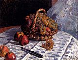 Famous Grapes Paintings - Still Life Apples And Grapes